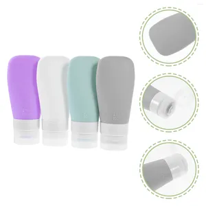 Bouteilles de stockage 4 pcs voyage distribution taille lotion shampooing portable rechargeable gel de silice presser