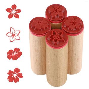Bouteilles de rangement 4 pièces tampons en bois Style Vintage sceaux à motifs de fleurs pour décoration de planificateur de journal intime
