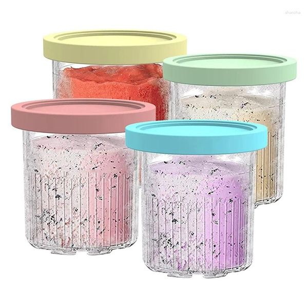 Bouteilles de stockage 4 pièces, pintes de crème glacée, récipients en plastique avec couvercles pour Ninja Creami NC301 NC300 NC299AMZ Series