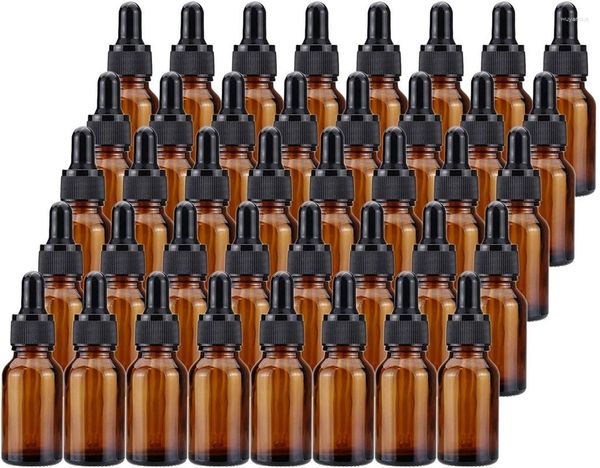 Botellas de almacenamiento, paquete de 40 cuentagotas de vidrio ámbar, 1/2 oz para aceites esenciales, perfumes, productos químicos de laboratorio de química