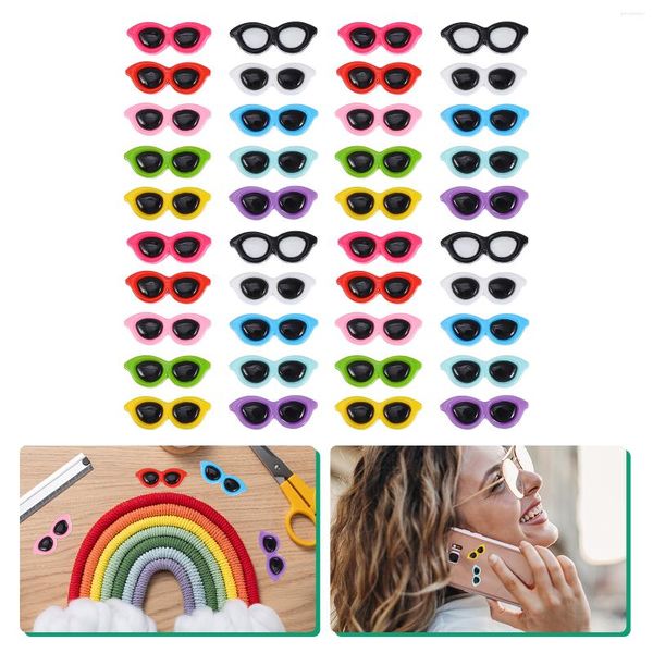 Bouteilles de stockage 40 pièces cercle lunettes Mini lunettes de soleil pour accessoires ornements en vrac embellissements artisanat Scrapbook épingle à cheveux