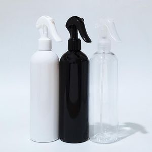 Bouteilles de stockage 400 ml vide blanc noir rond liquide vaporisateur en plastique grande capacité déclencheur rechargeable