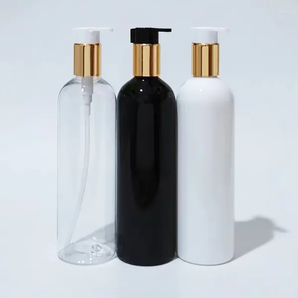 Botellas de almacenamiento 400ml Bomba de loción de alta calidad Container blanco cosmético dispensador de jabón líquido recargable botella de gel de ducha de champú