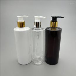 Opslagflessen 400 ml x 15 helder wit bruin shampoo huisdier met geanodiseerde aluminium lotionpomp lege persoonlijke verzorging vloeistof zeepcontainer