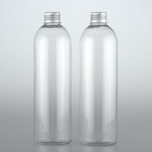 Bouteilles de stockage 400 ml X 20 vides ronds cosmétiques emballage plastique Transparent 400cc aluminium bouchon à vis soins personnels PET Toner