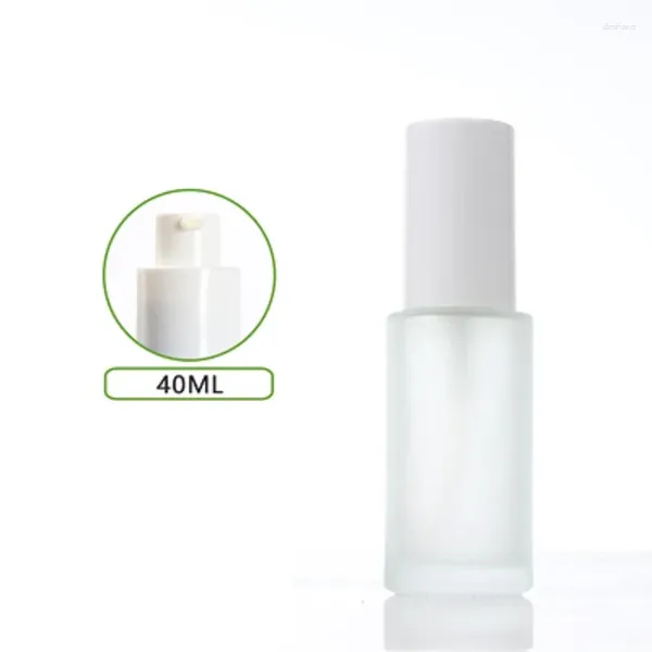 Botellas de almacenamiento 40 ml esbelto glaseado/verde/azul/blanco con tapa de bomba blanca para suero/loción/emulsión/base/cuidado de la piel Cosmética