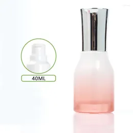 Opslagflessen 40 ml vierkante vorm roze glazen fles met pompspuitlotion/emulsie/serum/foundation/toner/water fijne mist huidverzorging
