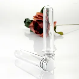 Botellas de almacenamiento 40 ml de máscara transparente Bath Test Pet Tube con tapa de aluminio 40cc plástico transparente cosmético recargable 20 piezas/lote