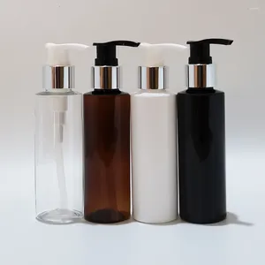 Bouteilles de rangement 40pcs 120 ml Pumps argentés vide bouteille de compagnie Amber Amber Plastique contenant shampooing shampooing gel SOAP Emballage de liquide