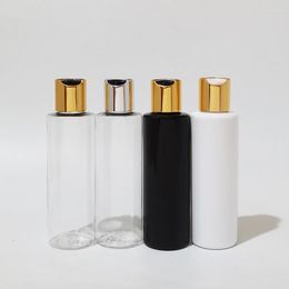 Opslagflessen 40 stks 150 ml witte lege plastic fles met gouden aluminium schijf dop body lotion shampoo douchegel olie 5oz huisdier navulbaar