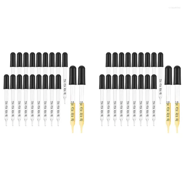 Botellas de almacenamiento 40 piezas 1 ml goteros líquidos de vidrio pipetas cuentagotas con bombilla de succión negra para maquillaje arte estilo de punta recta