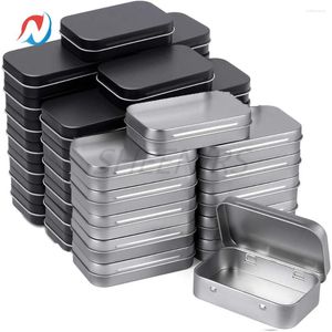 Bouteilles de rangement 40pcs 3,75 par 2,44 0,8 pouce en métal Rectangulaire Tins à charnière Vide Box Conteneur Portable Small Home Organisateur