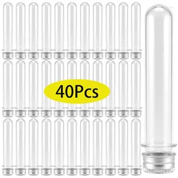 Bouteilles de rangement 40pcs tubes à essai en plastique Conteneurs de bonbons transparents et transparents avec bouchons à vis Masque de sel de bain 40 ml