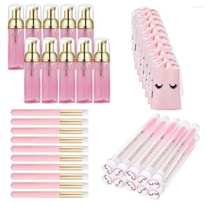 Bouteilles de stockage 40 pièces/ensemble brosse de bouteille de mousse 60ml pompe vide en plastique cils nettoyant cosmétique distributeur de savon outils de soins de la peau