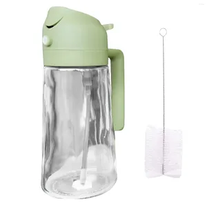 Botellas de almacenamiento 450ml botella de spray freidora de aire con cepillo fruta verde fugas a prueba de fugas de vinagre gadgets de aceite dispensador de barbacoa portátil de vidrio