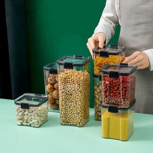 Bouteilles de rangement 460-1800 ml Boîte scellée Tramsparent à grande capacité Conteneur en plastique de qualité alimentaire pour Organisateur de thé à grains de cuisine