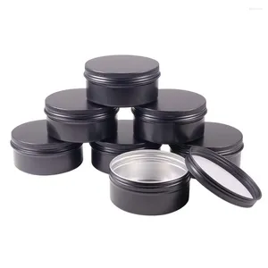 Bouteilles de rangement 48pcs 150 ml 5oz pots en aluminium Pots à lèvres 150g Black Empty Cosmetic Cream pot Pot Pot Witt With Vis Filer-lid récipient