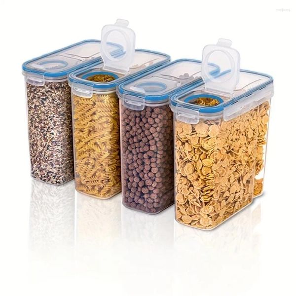 Bouteilles de stockage 4litre hermétique conteneur de céréales étanche à l'humidité anti-insectes seau de riz boîte de nourriture en plastique transparent réservoir scellé