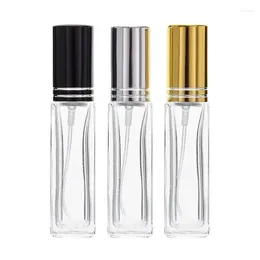 Botellas de almacenamiento 4 ml 8ml Mini Glass Perfume Travel Atomizer Bottle vacío con tapa de plata de oro negro LX2543