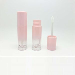 Bouteilles de stockage 4ML Conteneurs de brillant à lèvres vides Tube Gradient Pink Lipgloss Packaging Tubes cosmétiques ronds avec baguettes 30 / 50pcs