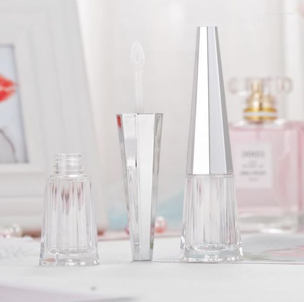 Botellas de almacenamiento Tubo de brillo de labios de 4 ml con tapa de plata Esmalte de labios casero Paquete de brillo de labios vacío transparente recargable al por mayor