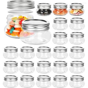 Opslagflessen 4oz Mason Jars 12 Pack Glass Canning met gewone monddeksels containers voor overnachting haverfeest