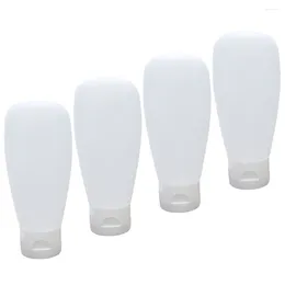 Botellas de almacenamiento 4pcs 100ml Contenedores de tapa de plástico Suministros de loción de maquillaje para limpiador (Blanco)