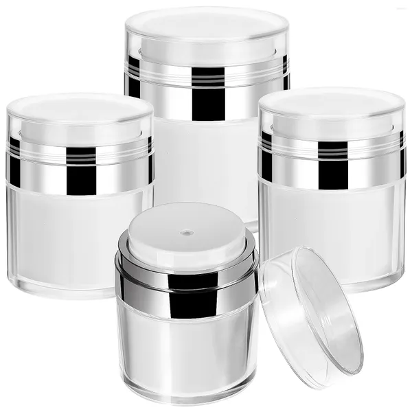 Bouteilles de rangement 4pcs Jar de crème à vide acrylique pots de pompe sans air vides pour le visage hydratant lotion 15 ml 30 ml 50 ml