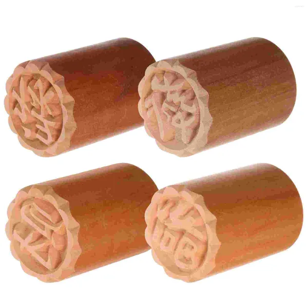 Bouteilles de rangement 4pcs tampon de gâteau de lune chinois