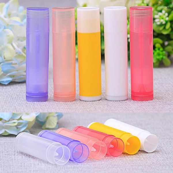 Botellas de almacenamiento 4 unids/lote 5g tubo de lápiz labial vacío muestra contenedor de labios cosmético con cepillo Stick organizar recargable