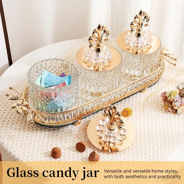 Botellas de almacenamiento 4pcs/set Middle East Glass Glass Regalo Ramadan Regalo Candy Food Snack Jar Chocolate Bandeja Decoración del hogar Adorno