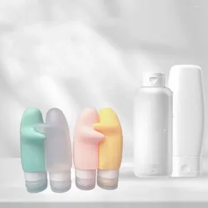 Bouteilles de rangement 4pcs Travel Silicone Split Bottle Set à double fuite Portable avec étiquettes pour les fournitures de gel de douche de shampooing