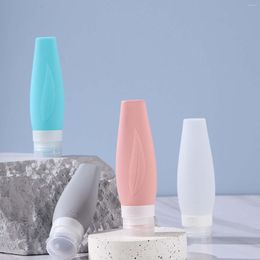 Botellas de almacenamiento 4x Pequeño Mini Set de Viaje Silicona Portátil Vacío Squeeze para Líquidos Cosméticos Body Wash Gel de Ducha