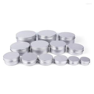 Opslagflessen 5/10/15/20/30/50/60/100/150/200/250 g aluminium blikken met deksels zilverachtige tin ronde metalen doos leeg ceam jar cosmetisch