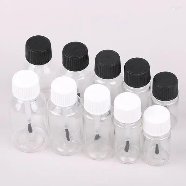 Botellas de almacenamiento 5/10/15/20/30 ml Plástico Recargable Vacío Esmalte de uñas Frascos a prueba de fugas Botella líquida con tapa de cepillo DIY