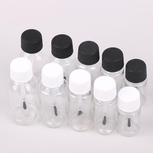 Botellas de almacenamiento de 5/10/15/20/30ml, tarros vacíos rellenables de plástico para esmalte de uñas a prueba de fugas, botella de líquido con tapa de cepillo, artesanía DIY