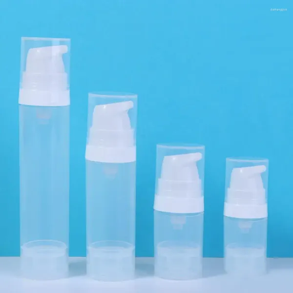 Botellas de almacenamiento 5/10/15/25 ml Botella de vacío Botella de plástico Viaje Líquido Transparente Bomba sin aire Contenedor cosmético