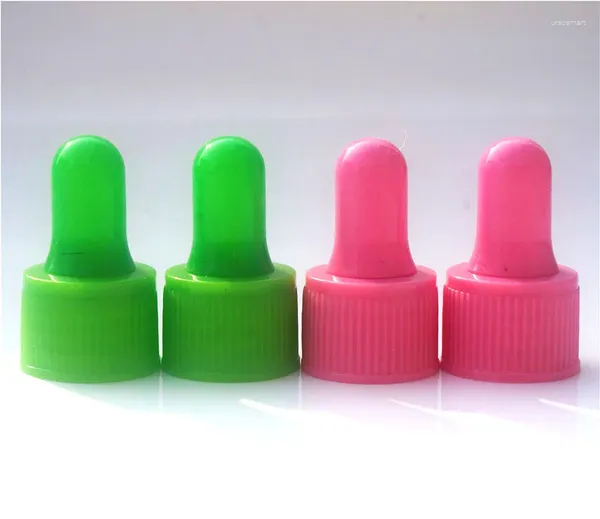 Bouteilles de rangement 5/10 / 20pcs Bouchage d'huile essentielle rose / Green Glue Head Prite Plastique Couvrette en plastique Taille 18/410 Bouteille 5-100ml