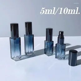 Botellas de almacenamiento 5/9/20 ml gradiente azul perfume botella de spray de vidrio portátil vacío recargable contenedor cosmético atomizador subbotella