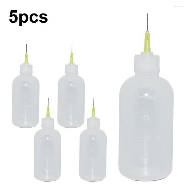 Botellas de almacenamiento 5 Botella con punta de aguja 13 4,4 cm Recargable y reutilizable Dispensador de flujo de líquido Aplicador de aceite Gotero Plástico Squeeze