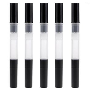 Bouteilles de stockage 5 pièces 3 ml stylo clair avec pointe de brosse vide huile pour ongles Tube liquide cosmétique conteneur bouchon noir