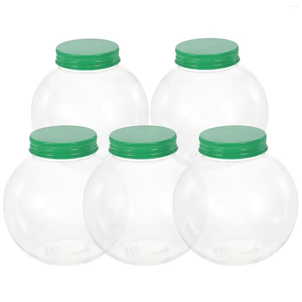Botellas de almacenamiento 5 PCS Navidad Candy Jar Clear Plastic Container Botella Embalaje The Pet Bonbonniere