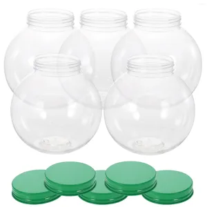 Bouteilles de rangement 5 pcs Dessert Christmas Candy Jar Plastic Container Cake Café Jars La boule de compagnie en forme