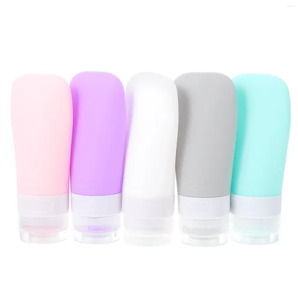 Bouteilles de stockage 5 pièces bouteille de gel de silice vide crème bateaux tube ensemble de voyage de conteneurs lotion silicone