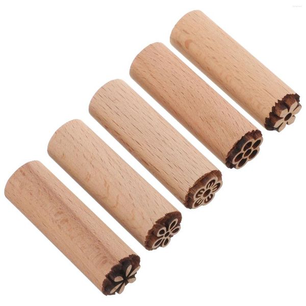 Botellas de almacenamiento 5 PCS Textura de madera Sello Colorante Cilíndrico Fácil de limpiar Tintas de pigmento de madera