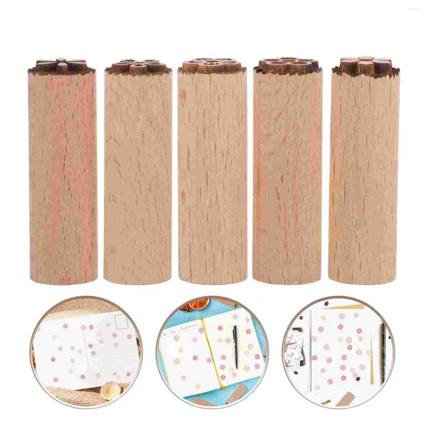 Botellas de almacenamiento 5 PCS Textura de madera Estampilla Planificador de niños Diy Diario Estampillas Pasta de frijoles Compact SCRAPBOOK Herramientas de cerámica de madera Columna