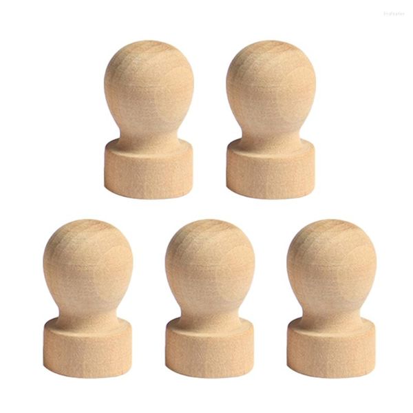 Bouteilles De Stockage 5 Pcs Poignée En Bois Timbres En Caoutchouc Artisanat Enfants Outils Plantes Décor Alphabet Rond DIY Tiroir Tire Boutons Ongles Personnes Pegs