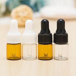 Opslag Flessen 50/100 Pcs 2 Ml Mini Glazen Fles Witte Pipet Druppelaar Helder Bruin Essentiële Olie Cosmetische Essentie zwart