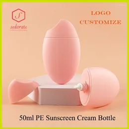 Opslagflessen 50/100 stks 50 ml Plastic Pink Ravill Bottle PE Zonnebrandcrème Cream Jars Travel Pot Squeeze Dropper leeg YC2309021