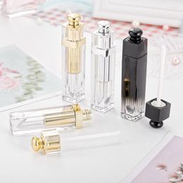 Botellas de almacenamiento, 50/100 Uds., 5ml, etiqueta privada, tubos de brillo de labios, contenedor de tubo vacío transparente, lápiz labial dorado recargable